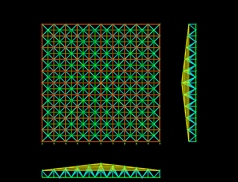 3D3S四坡钢结构网架屋面设计建模计算